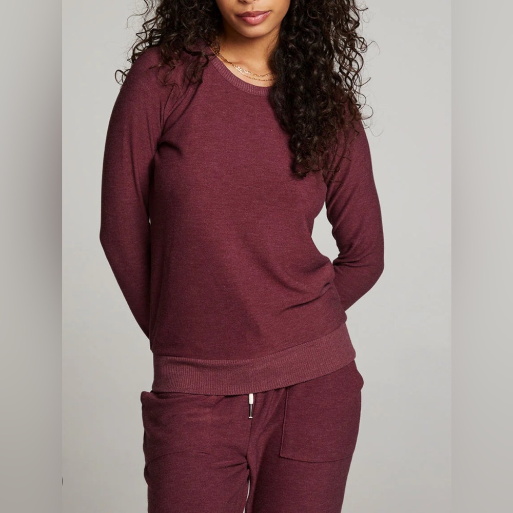 Chaser Wine Red Raglan Long Sleeveve Pullover